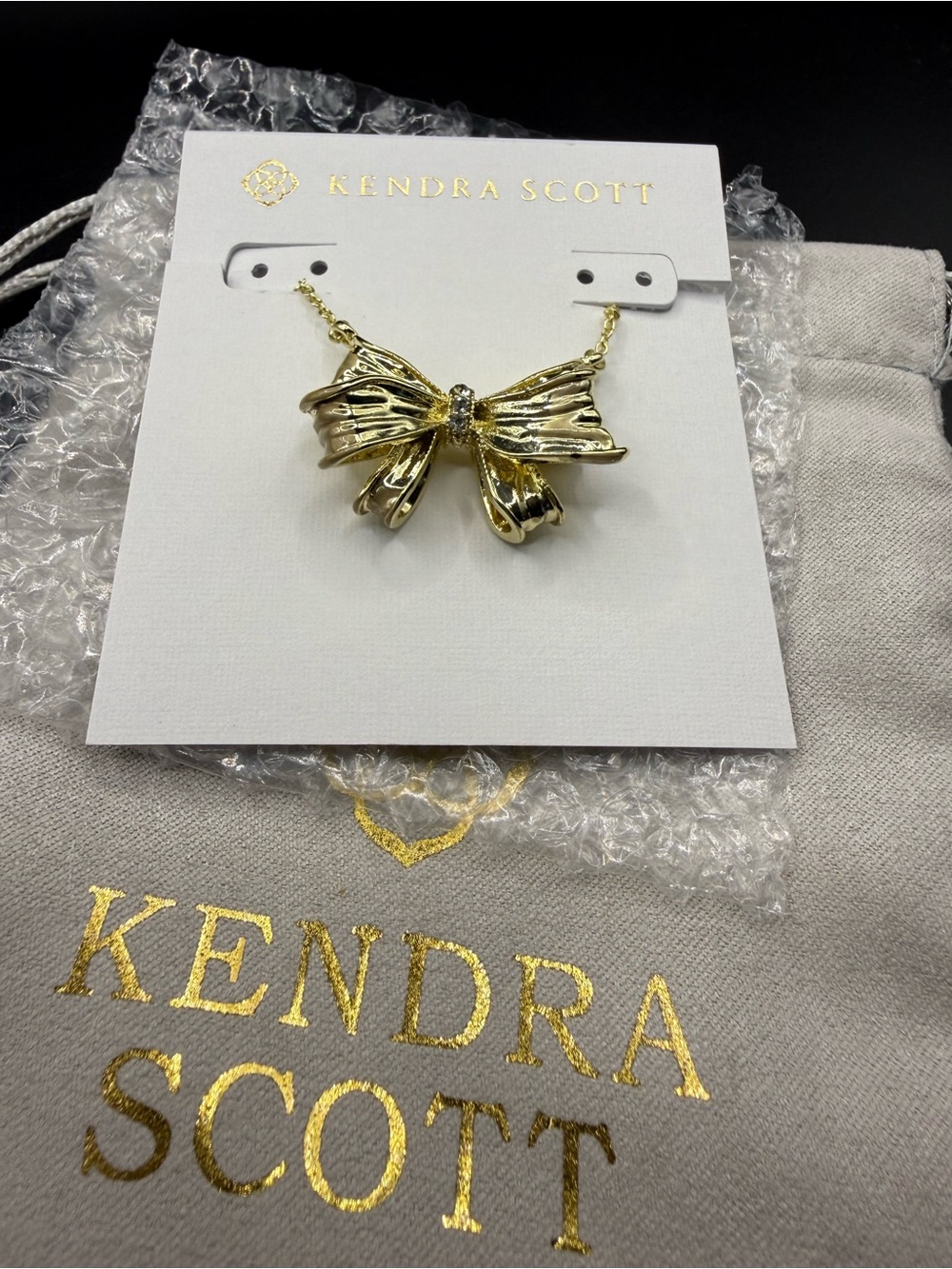 Kendra Scott x LoveShackFancy Gold Bow Statement Necklace